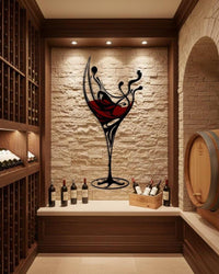 Colorful Wine Glass Metal Wall Decor