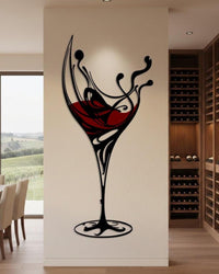 Colorful Wine Glass Metal Wall Decor
