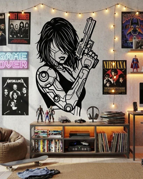 Cyberpunk Woman Metal Wall Decor