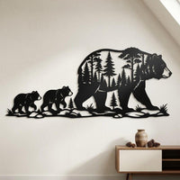Bear Family Metal Wall Art