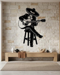 Mariachi Guitarist Metal Wall Decor