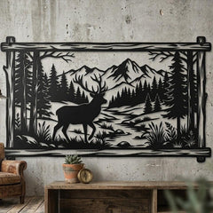 Mountain Deer Metal Wall Art