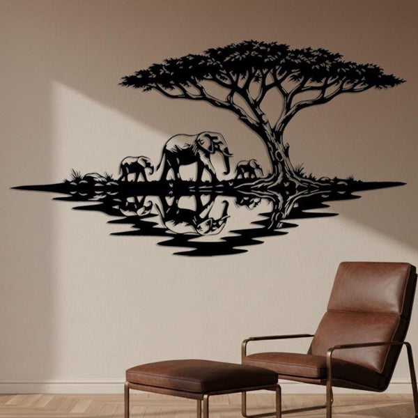 Safari Elephant Metal Wall Art