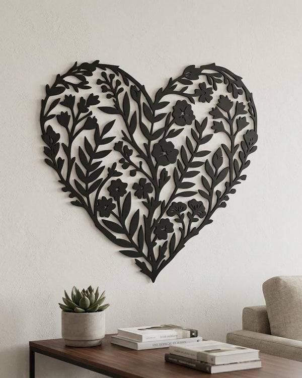 Floral Heart Metal Wall Art