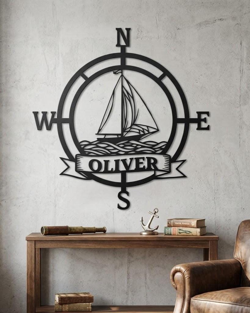 Custom Nautical Compass Wall Art