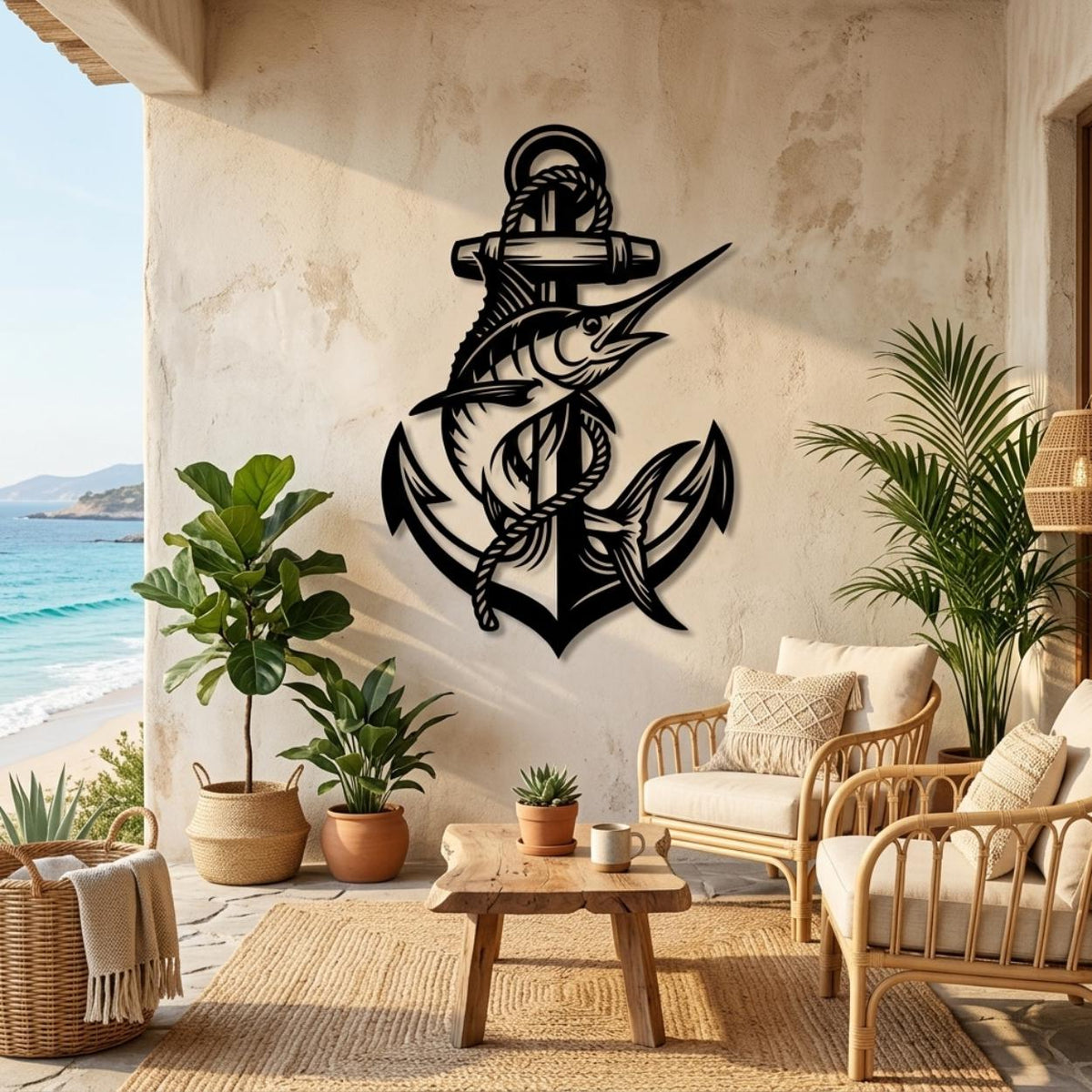 Marlin Anchor Metal Wall Decor