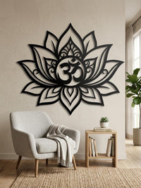 Lotus with Om Metal Wall Art