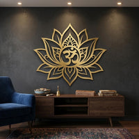 Lotus with Om Metal Wall Art