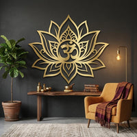 Lotus with Om Metal Wall Art