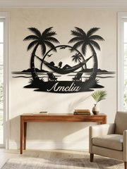 Tropical Hammock Metal Wall Decor