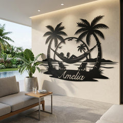 Tropical Hammock Metal Wall Decor