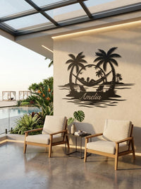 Tropical Hammock Metal Wall Decor