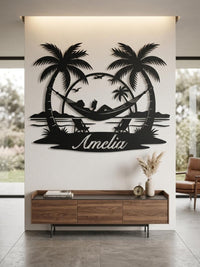 Tropical Hammock Metal Wall Decor