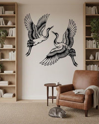 Flying Crane Metal Wall Art