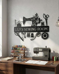 Personalized Sewing Room Metal Sign