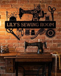 Personalized Sewing Room Metal Sign