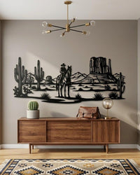 Western Cowboy Desert Metal Wall Art