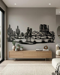 Western Cowboy Desert Metal Wall Art