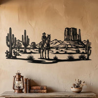 Western Cowboy Desert Metal Wall Art
