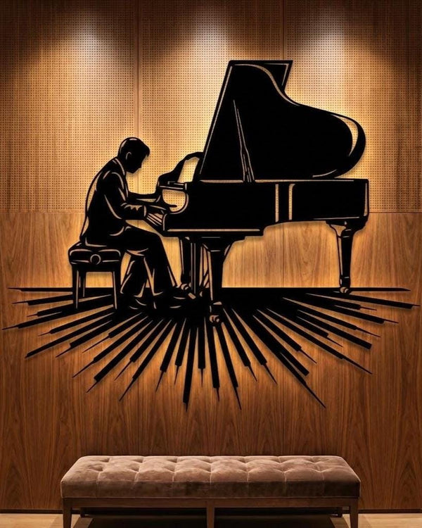 Piano Player Metal Wall Decor