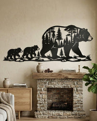 Bear Family Metal Wall Art