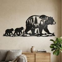 Bear Family Metal Wall Art