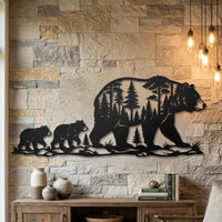 Bear Family Metal Wall Art