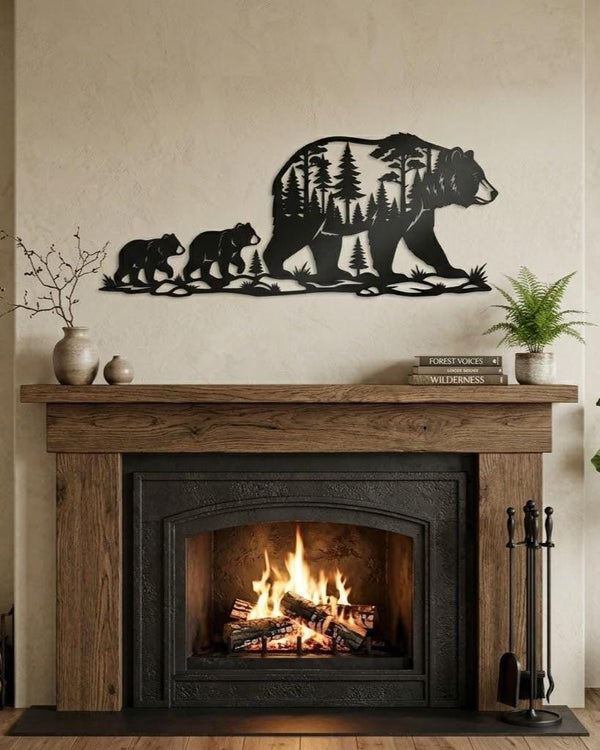 Bear Family Metal Wall Art