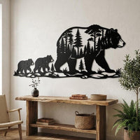 Bear Family Metal Wall Art