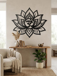 Lotus with Om Metal Wall Art