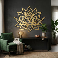 Lotus with Om Metal Wall Art