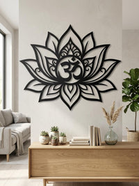 Lotus with Om Metal Wall Art