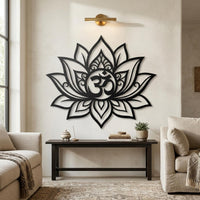 Lotus with Om Metal Wall Art