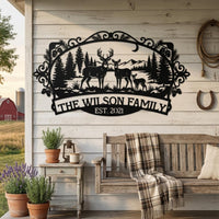 Personalized Deer Family Sign