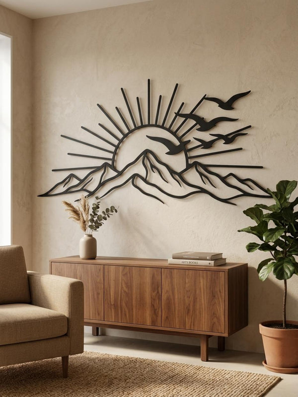 Majestic Mountain Sunrise Metal Wall Decor