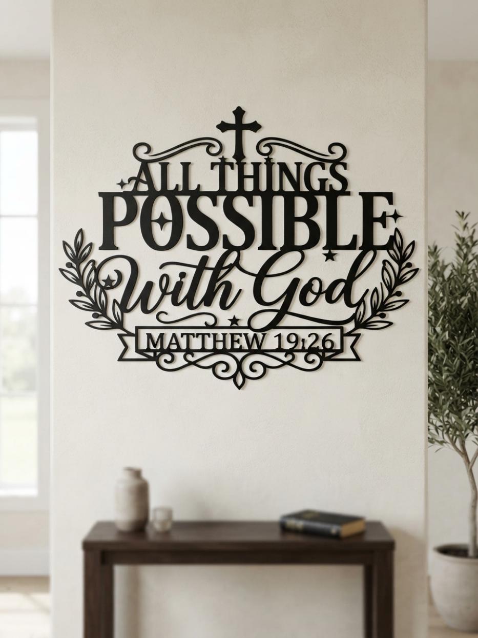Matthew 19:26 Metal Wall Decor