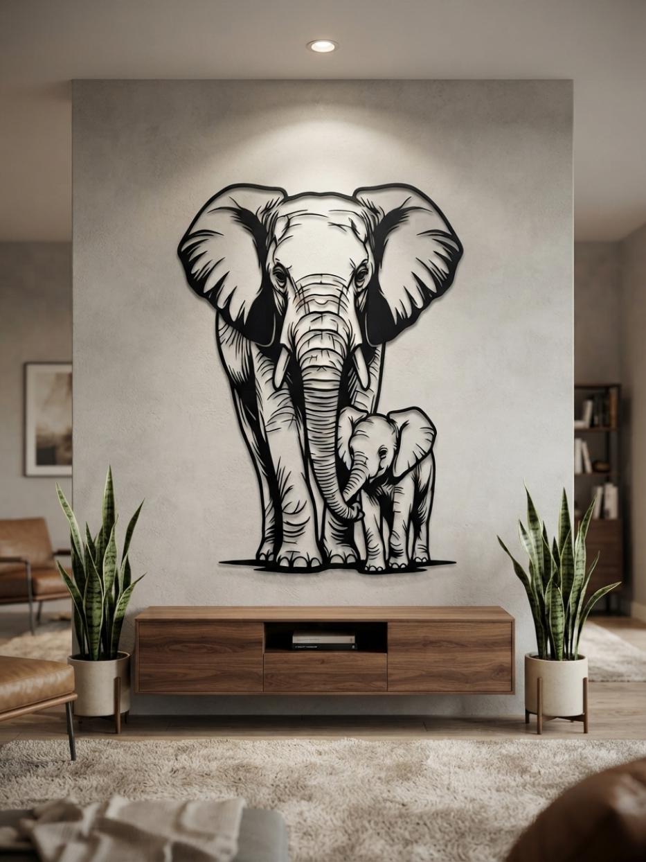 Large Elephant Metal Wall Decor