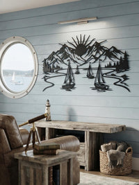 Mystic Sailboat in Lake Metal Wall Decor