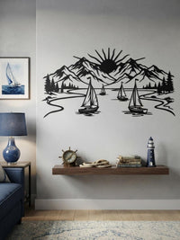 Mystic Sailboat in Lake Metal Wall Decor