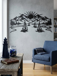 Mystic Sailboat in Lake Metal Wall Decor