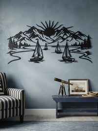 Mystic Sailboat in Lake Metal Wall Decor
