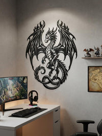 Majestic Dragon Metal Wall Decor