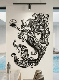 Elegant Mermaid Metal Wall Decor