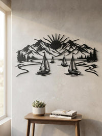Mystic Sailboat in Lake Metal Wall Decor