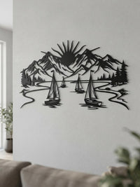 Mystic Sailboat in Lake Metal Wall Decor