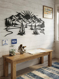 Mystic Sailboat in Lake Metal Wall Decor