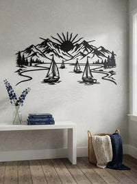 Mystic Sailboat in Lake Metal Wall Decor