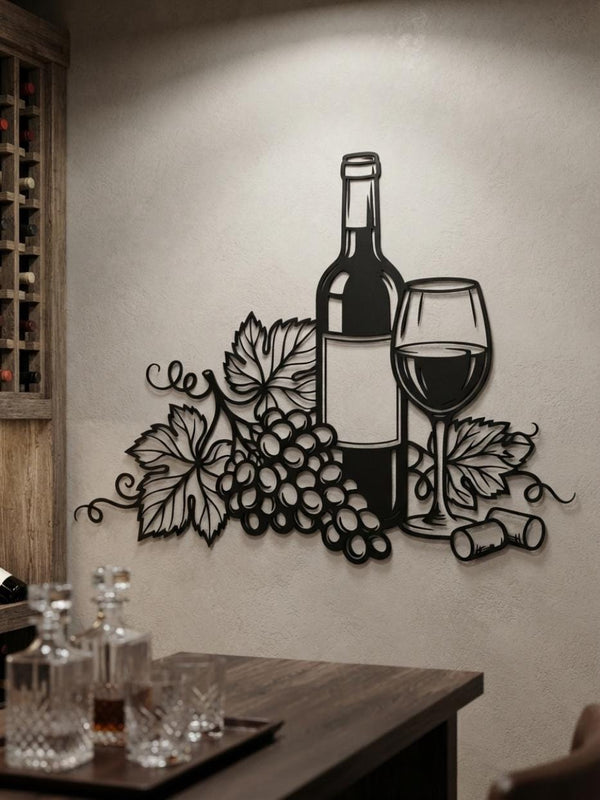 Wine Bottle Metal Wall Decor