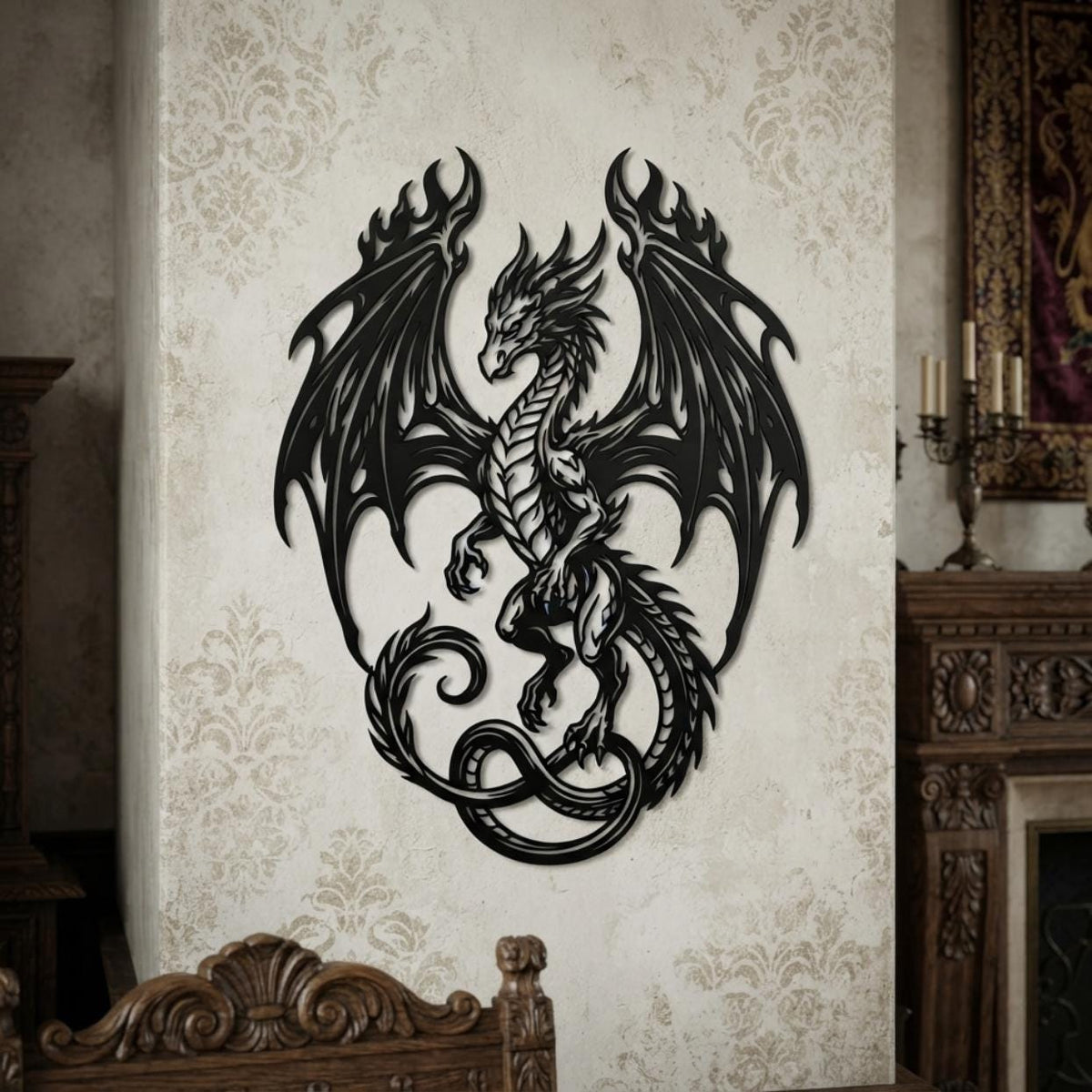 Majestic Dragon Metal Wall Decor