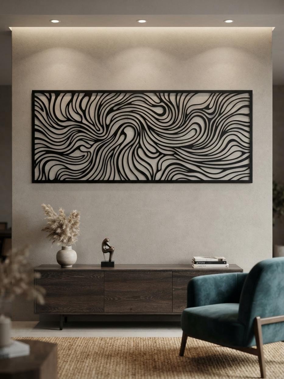 Abstract Wave Metal Wall Decor